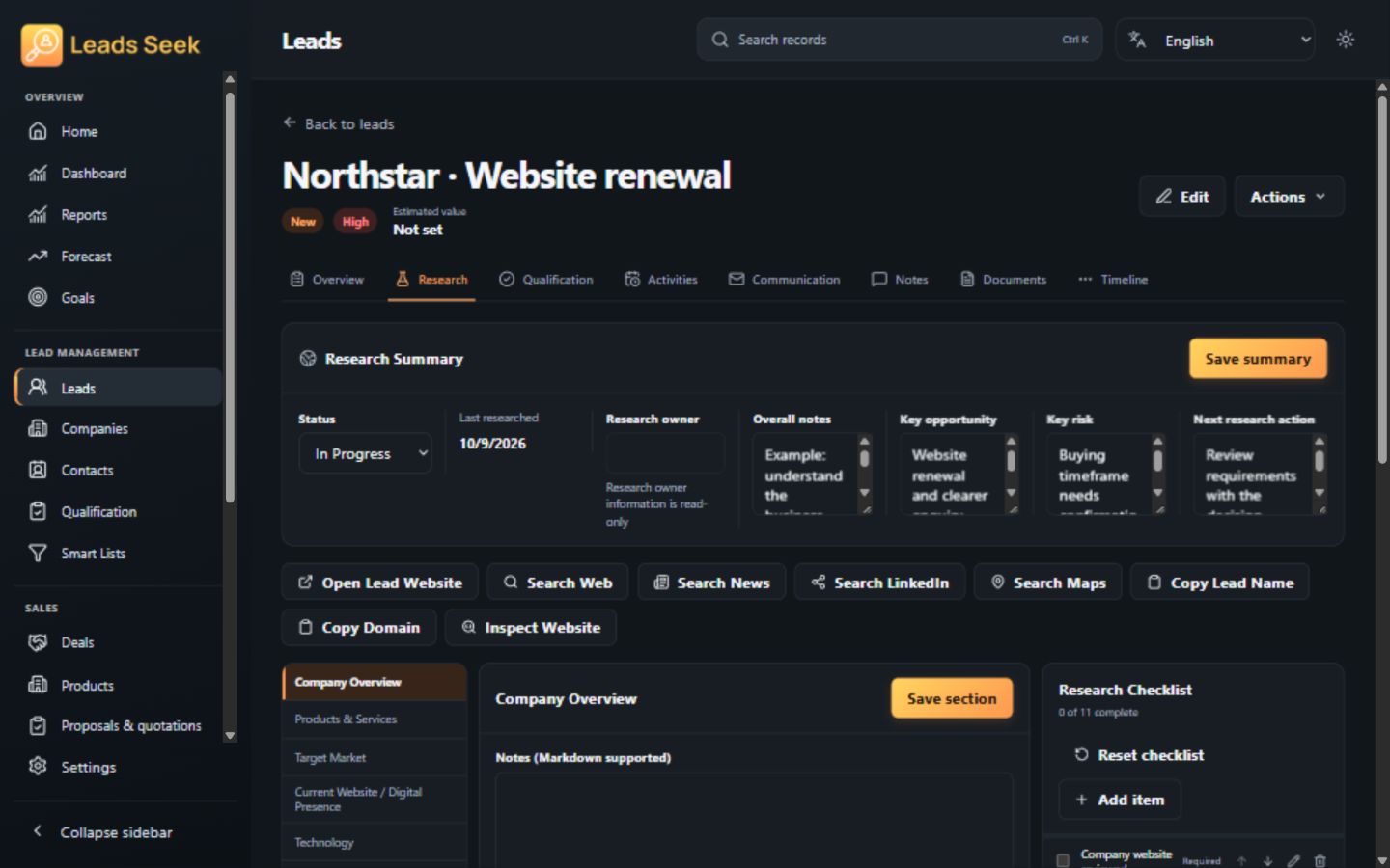 Research workspace · Example workspace