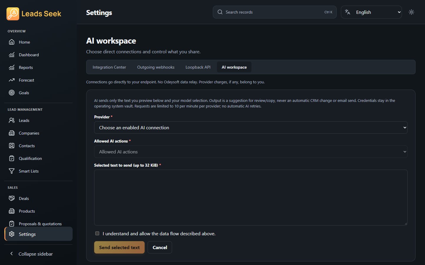 AI assistance · Example workspace