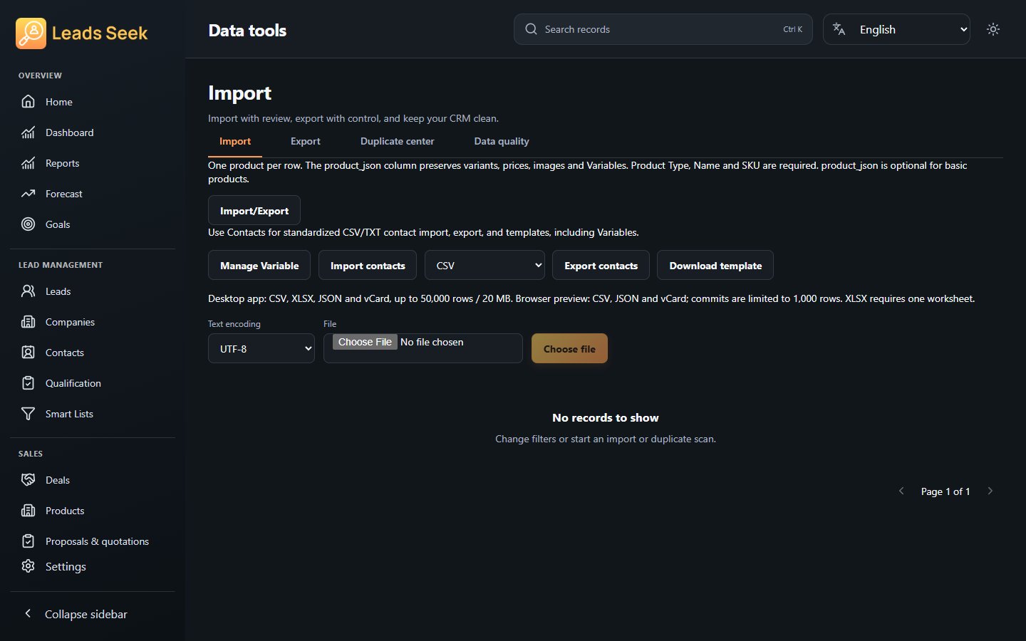 Import · Example workspace