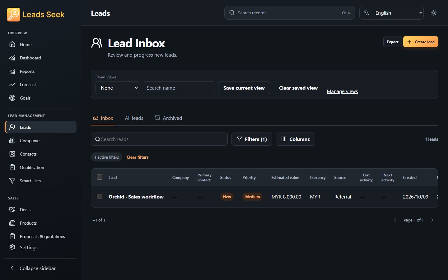 Lead Inbox · Example workspace