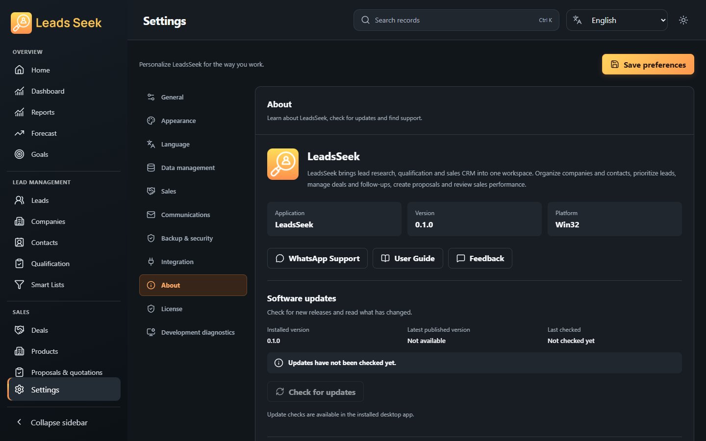 About & updates · Example workspace