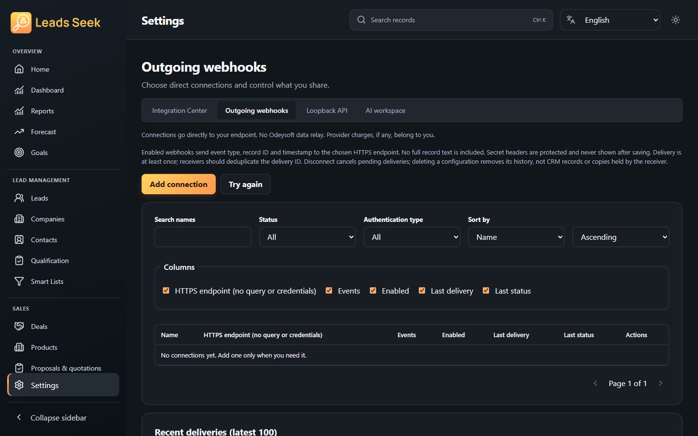 Webhooks · Example workspace